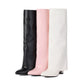 Women's Pink Vegan Leather Fold-over Knee High Boots