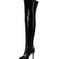 <tc>Women's Black Vegan Leather Lace up Platform Stiletto Heel Sexy Thigh High Boots</tc>