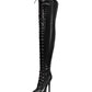 <tc>Women's Black Vegan Leather Lace up Platform Stiletto Heel Sexy Thigh High Boots</tc>