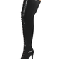 <tc>Women's Black Vegan Leather Lace up Platform Stiletto Heel Sexy Thigh High Boots</tc>