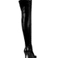 <tc>Women's Black Vegan Leather Lace up Platform Stiletto Heel Sexy Thigh High Boots</tc>