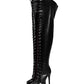 <tc>Women's Black Vegan Leather Lace up Platform Stiletto Heel Sexy Thigh High Boots</tc>