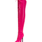 <tc>Women's Hot PInk Vegan Leather Lace up Platform Stiletto Heel Sexy Thigh High Boots</tc>