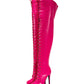 <tc>Women's Hot PInk Vegan Leather Lace up Platform Stiletto Heel Sexy Thigh High Boots</tc>