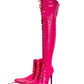 <tc>Women's Hot PInk Vegan Leather Lace up Platform Stiletto Heel Sexy Thigh High Boots</tc>