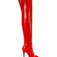 <tc>Women's Red Vegan Leather Lace up Platform Stiletto Heel Sexy Thigh High Boots</tc>