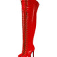 <tc>Women's Red Vegan Leather Lace up Platform Stiletto Heel Sexy Thigh High Boots</tc>