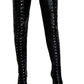 <tc>Women's Black Vegan Leather Lace up Platform Stiletto Heel Sexy Thigh High Boots</tc>