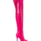 <tc>Women's Hot PInk Vegan Leather Lace up Platform Stiletto Heel Sexy Thigh High Boots</tc>