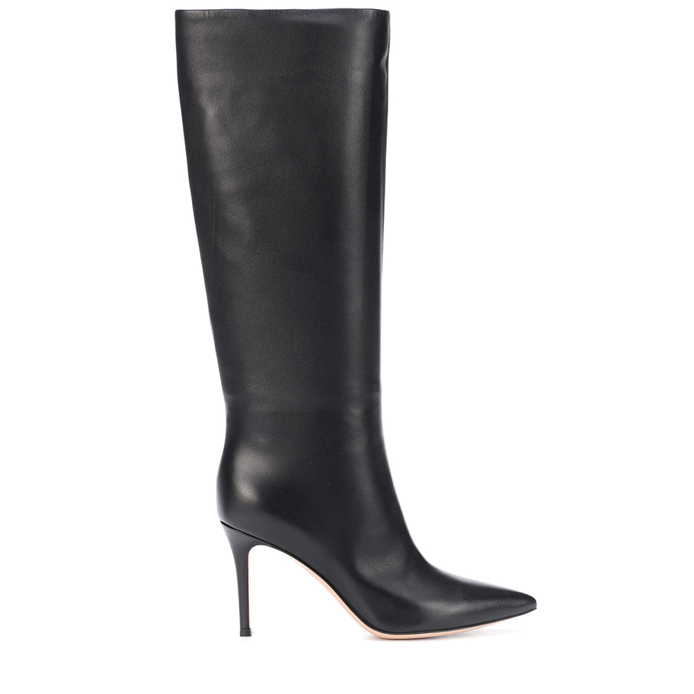 Women's Vegan Leather Pointed Toe Stiletto Heel Knee High Boots