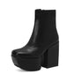 <tc>Women's Black Vegan Leather Square Toe Block Heel Platform Ankle Boots</tc>