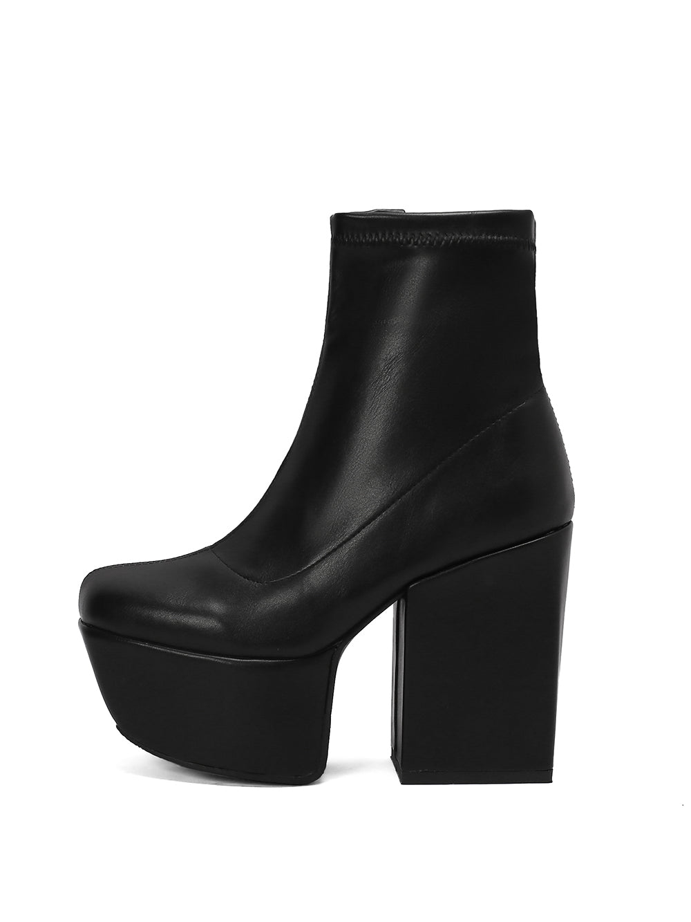 <tc>Women's Black Vegan Leather Square Toe Block Heel Platform Ankle Boots</tc>