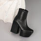 <tc>Women's Black Vegan Leather Square Toe Block Heel Platform Ankle Boots</tc>