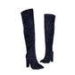 Women's Velvet Chunky Heel Over the Knee High Boots