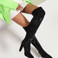 Women's Velvet Chunky Heel Over the Knee High Boots