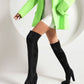 Women's Velvet Chunky Heel Over the Knee High Boots