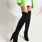 Women's Velvet Chunky Heel Over the Knee High Boots