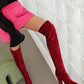 Women's Velvet Chunky Heel Over the Knee High Boots