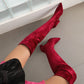 Women's Velvet Chunky Heel Over the Knee High Boots