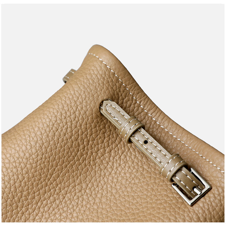 <tc>Womens Nude Leather Belt Bucket Handbags Shoulder Bag</tc>