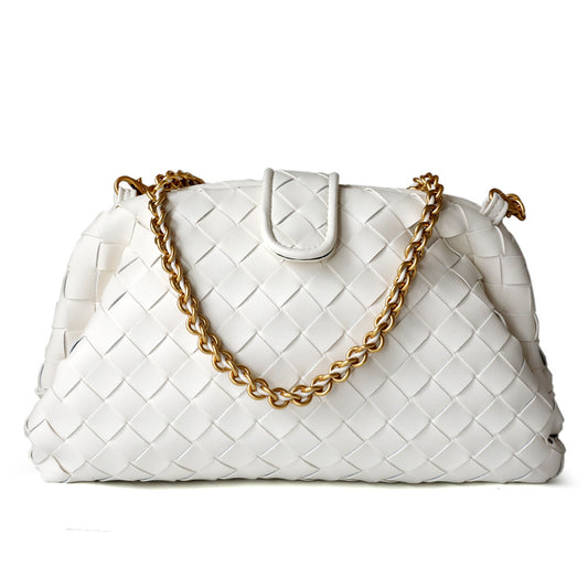 <tc>Women's White Leather Shell Woven Handbag Shoulder Mini Bag</tc>