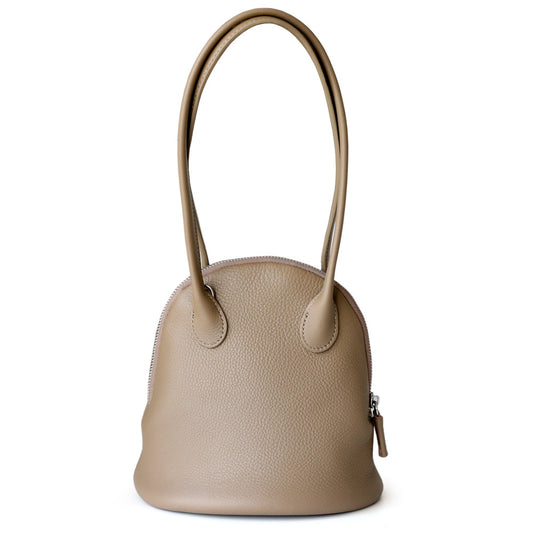 <tc>Women's Grey Leather Zipper Shell Shoulder Handbag</tc>