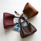 <tc>Women‘s Brown Leather Wovern Shoulder Handbags</tc>