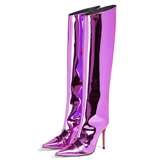 <tc>Women's Fashion Trend Metallic High Heel Knee High Boots</tc>