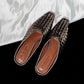 <tc>Womens Metallic Color Leather Woven Mule Flats</tc>