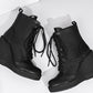 <tc>Women's Vegan Leather Round Toe Wedge Heel Lace up Dress Ankle Boots</tc>