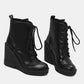 <tc>Women's Vegan Leather Round Toe Wedge Heel Lace up Dress Ankle Boots</tc>