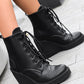 <tc>Women's Vegan Leather Round Toe Wedge Heel Lace up Dress Ankle Boots</tc>