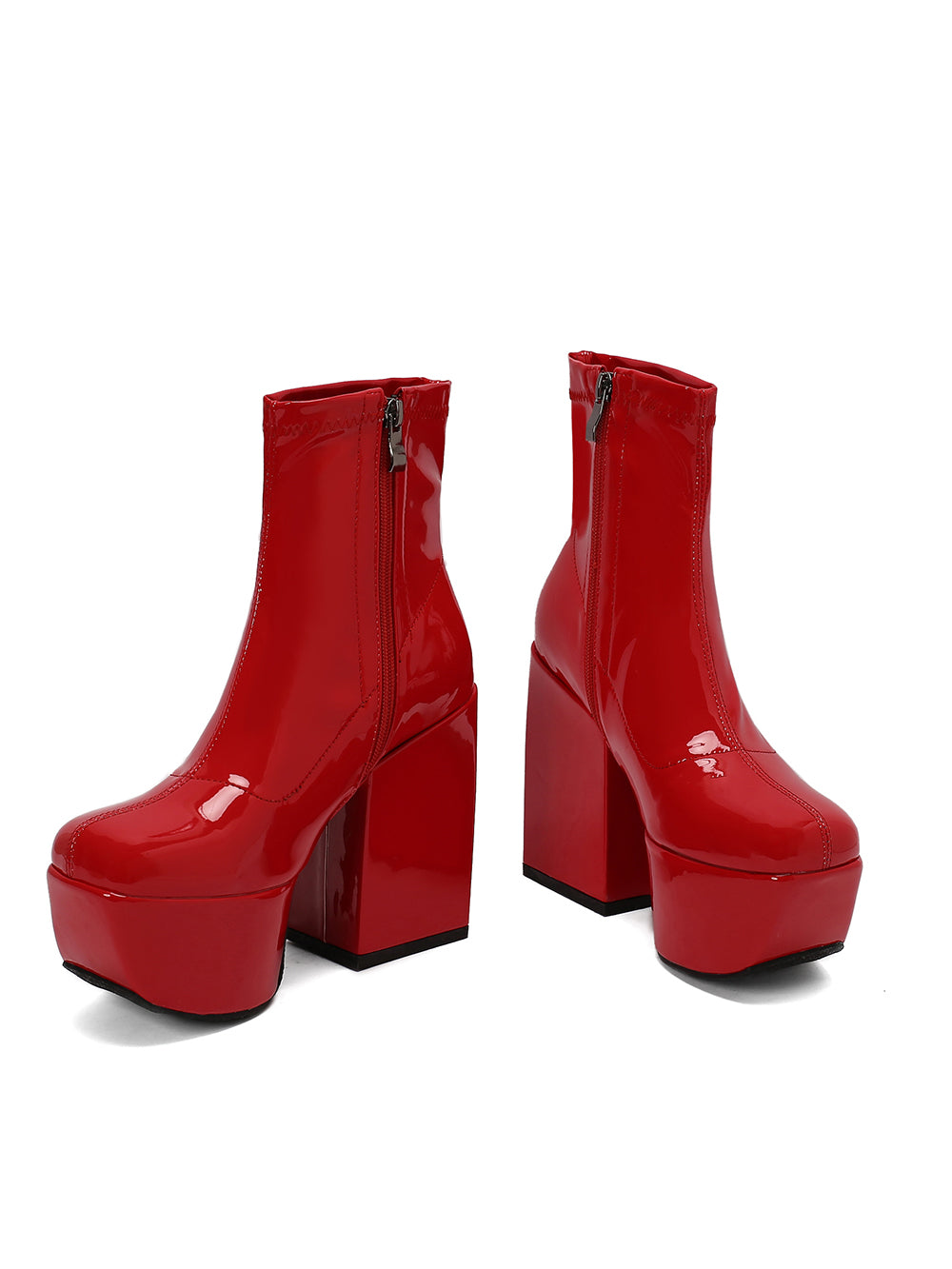 <tc>Women's Red Patent Leather Square Toe Block Heel Platform Ankle Boots</tc>