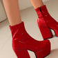 <tc>Women's Red Patent Leather Square Toe Block Heel Platform Ankle Boots</tc>