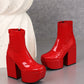 <tc>Women's Red Patent Leather Square Toe Block Heel Platform Ankle Boots</tc>