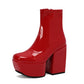 <tc>Women's Red Patent Leather Square Toe Block Heel Platform Ankle Boots</tc>