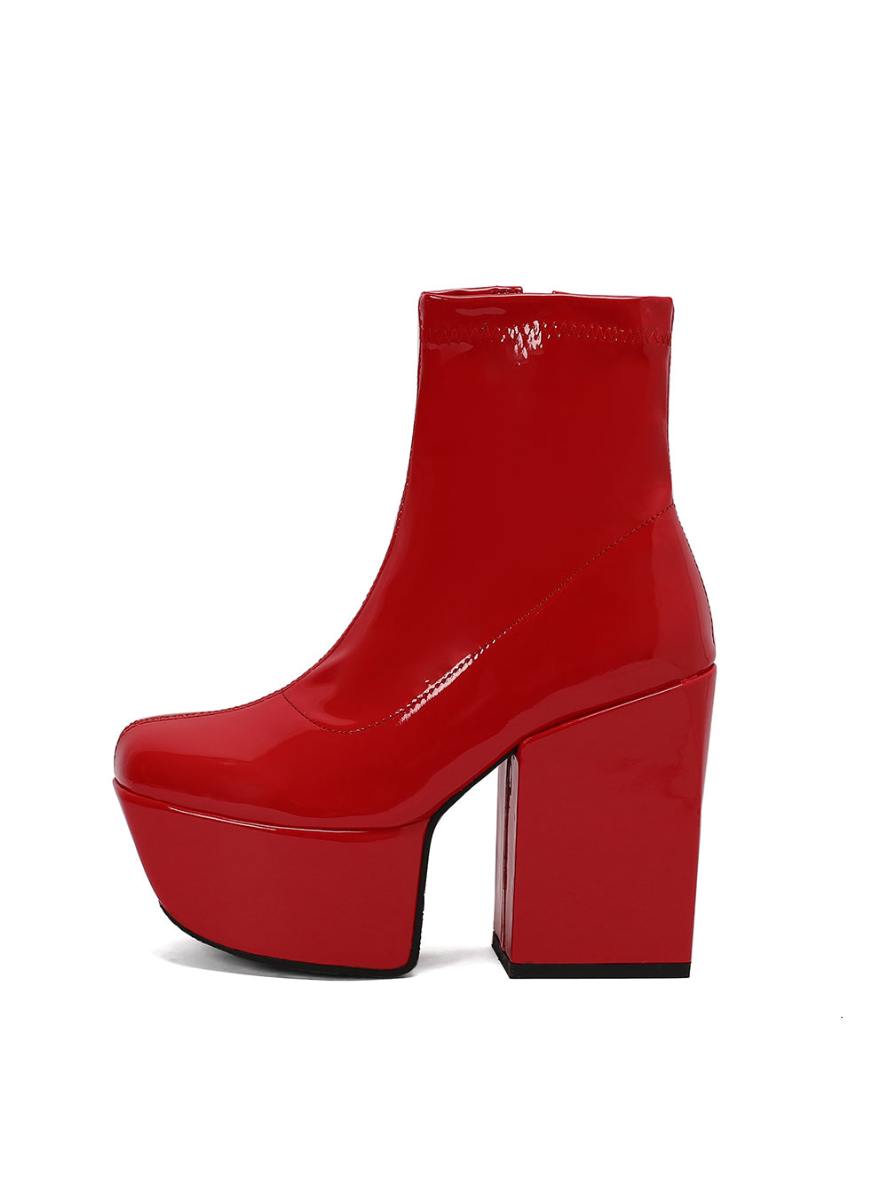 <tc>Women's Red Patent Leather Square Toe Block Heel Platform Ankle Boots</tc>