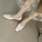 <tc>Women's Soft Leaather Vintage Clear Chunky Heel Pumps</tc>