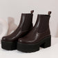 <tc>Coffee-brown Vegan Leather Y2K Punk Style Chelsea Platform Boots Block Heel Platform Ankle Boots</tc>