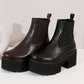 <tc>Coffee-brown Vegan Leather Y2K Punk Style Chelsea Platform Boots Block Heel Platform Ankle Boots</tc>