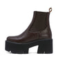 <tc>Coffee-brown Vegan Leather Y2K Punk Style Chelsea Platform Boots Block Heel Platform Ankle Boots</tc>