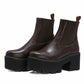 <tc>Coffee-brown Vegan Leather Y2K Punk Style Chelsea Platform Boots Block Heel Platform Ankle Boots</tc>