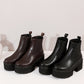 <tc>Coffee-brown Vegan Leather Y2K Punk Style Chelsea Platform Boots Block Heel Platform Ankle Boots</tc>