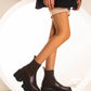 <tc>Coffee-brown Vegan Leather Y2K Punk Style Chelsea Platform Boots Block Heel Platform Ankle Boots</tc>