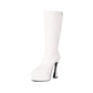 Women's Vegan Leather Elastic Stiletto Heel Platform Knee High Boots