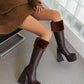 <tc>Women's Vegan Leather Square Toe Platform Furry Knee High Boots</tc>