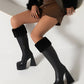 <tc>Women's Vegan Leather Square Toe Platform Furry Knee High Boots</tc>