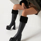 <tc>Women's Vegan Leather Square Toe Platform Furry Knee High Boots</tc>