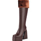 <tc>Women's Vegan Leather Square Toe Platform Furry Knee High Boots</tc>