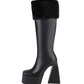 <tc>Women's Vegan Leather Square Toe Platform Furry Knee High Boots</tc>